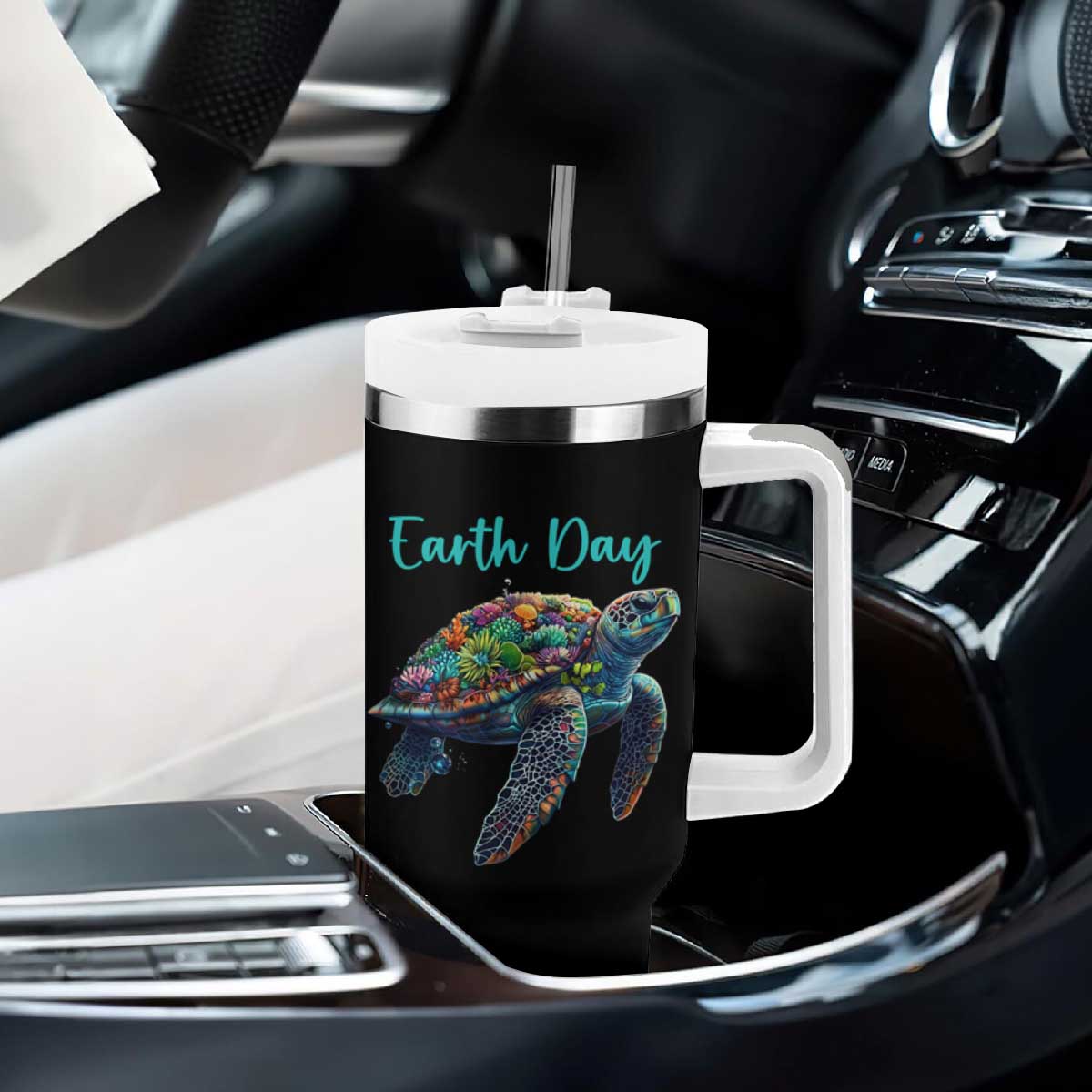 Sea Turtle Earth Day Tumbler With Handle Save The Earth TS02 Print Your Wear