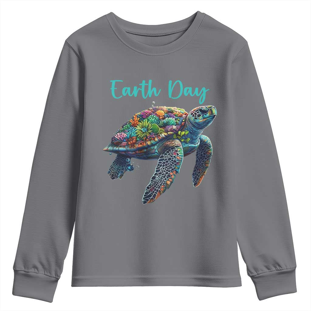 Sea Turtle Earth Day Youth Sweatshirt Save The Earth TS02 Charcoal Print Your Wear