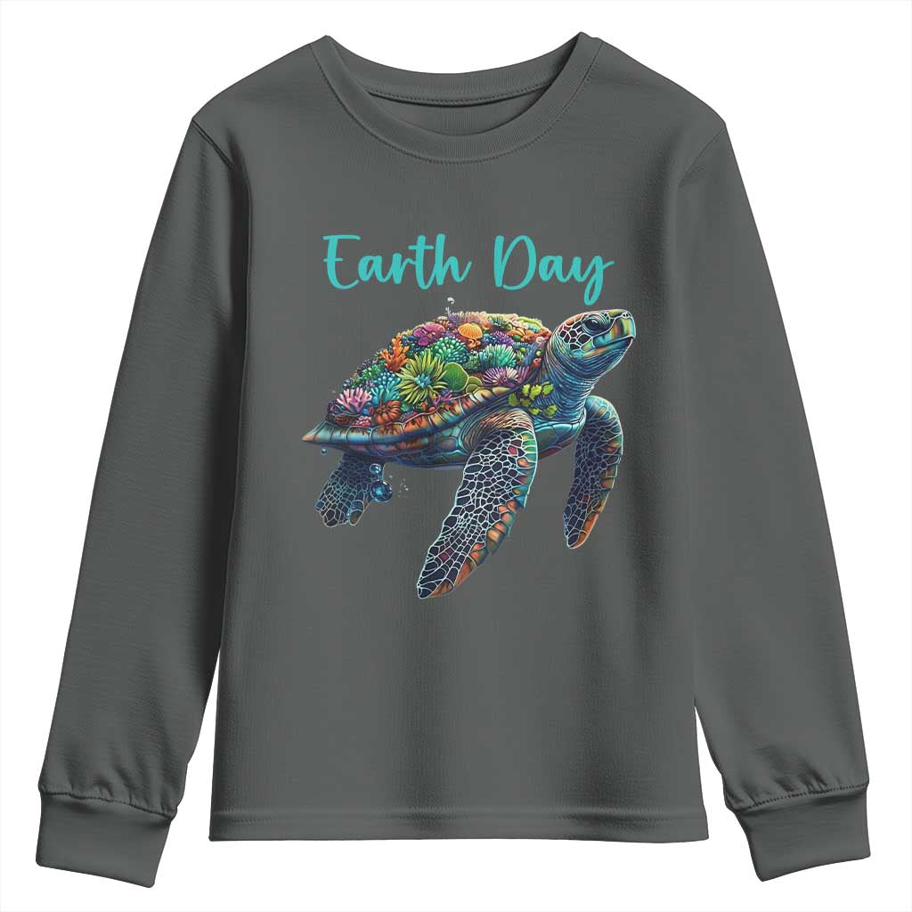 Sea Turtle Earth Day Youth Sweatshirt Save The Earth TS02 Dark Heather Print Your Wear