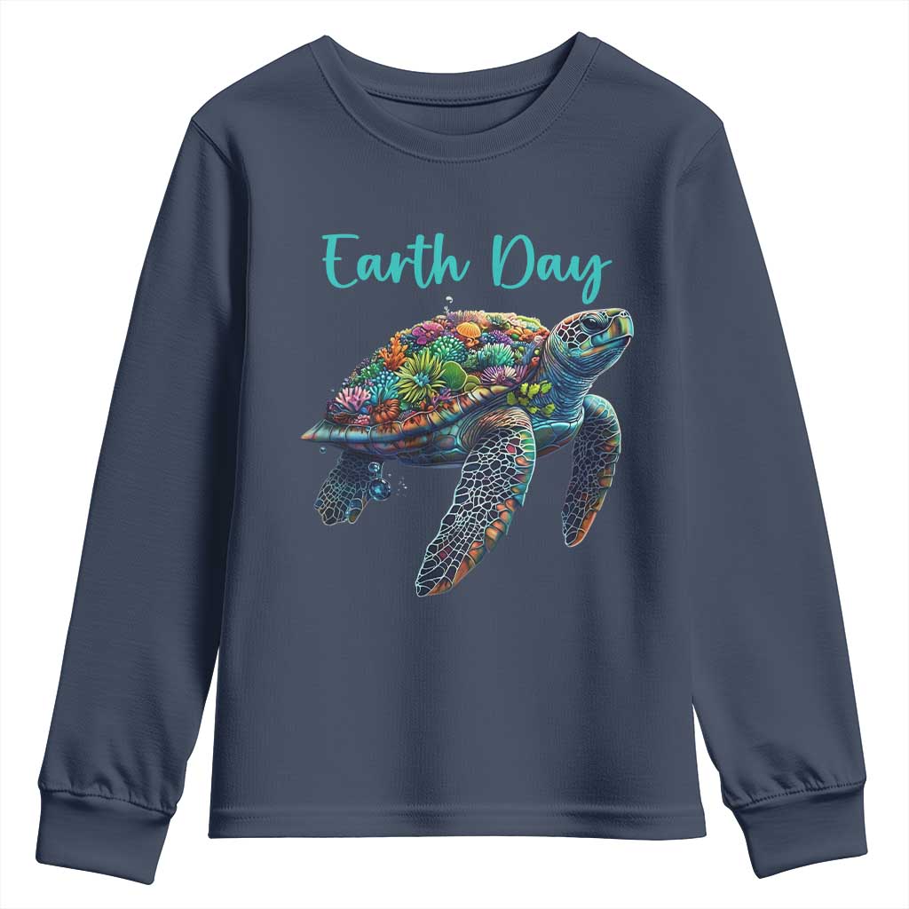 Sea Turtle Earth Day Youth Sweatshirt Save The Earth TS02 Navy Print Your Wear