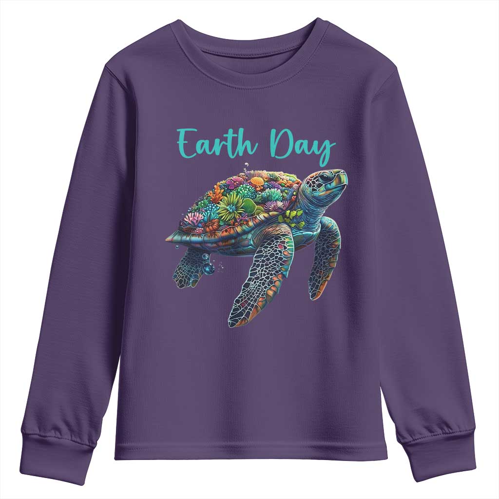 Sea Turtle Earth Day Youth Sweatshirt Save The Earth TS02 Purple Print Your Wear