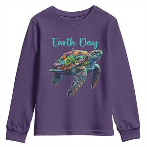 Sea Turtle Earth Day Youth Sweatshirt Save The Earth TS02 Purple Print Your Wear