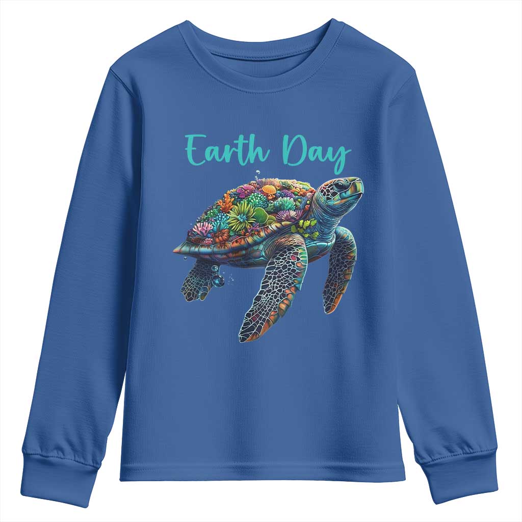 Sea Turtle Earth Day Youth Sweatshirt Save The Earth TS02 Royal Blue Print Your Wear