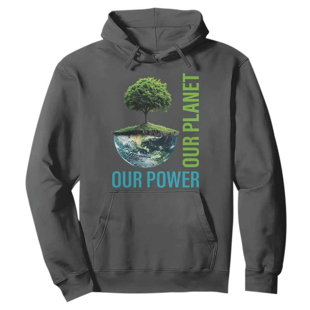 Our Power Our Planet Hoodie Earth Day 2025 TS02 Dark Heather Print Your Wear