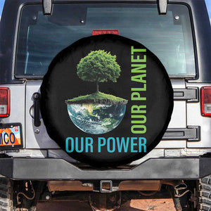 Our Power Our Planet Spare Tire Cover Earth Day 2025 TS02 No hole Black Print Your Wear