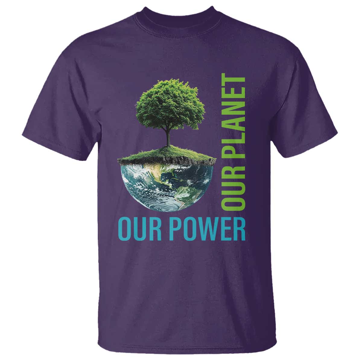 Our Power Our Planet T Shirt Earth Day 2025 TS02 Purple Print Your Wear