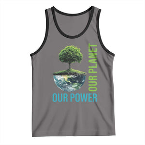 Our Power Our Planet Tank Top Earth Day 2025 TS02 Deep Heather Black Print Your Wear