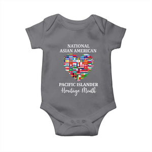 AAPI Heritage Month Baby Onesie National Asian American and Pacific Islander Countries Flag Heart TS02 Charcoal Print Your Wear