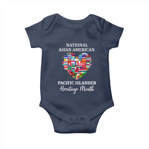 AAPI Heritage Month Baby Onesie National Asian American and Pacific Islander Countries Flag Heart TS02 Navy Print Your Wear