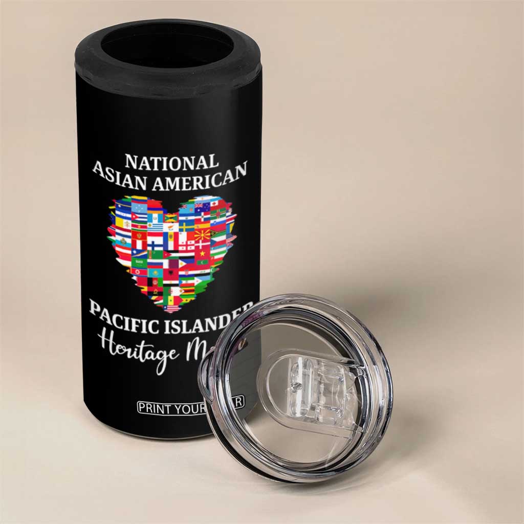 AAPI Heritage Month 4 in 1 Can Cooler Tumbler National Asian American and Pacific Islander Countries Flag Heart TS02 Print Your Wear