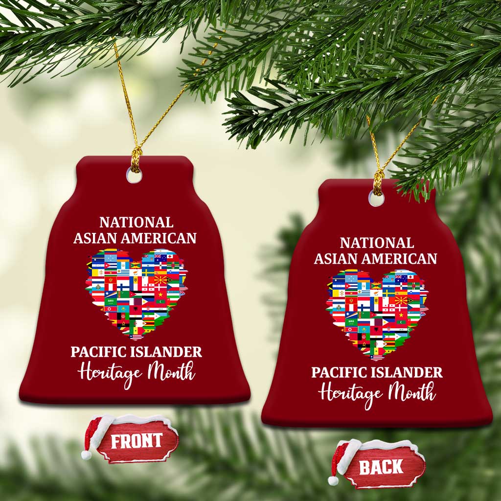 AAPI Heritage Month Ceramic Ornament National Asian American and Pacific Islander Countries Flag Heart TS02 Print Your Wear