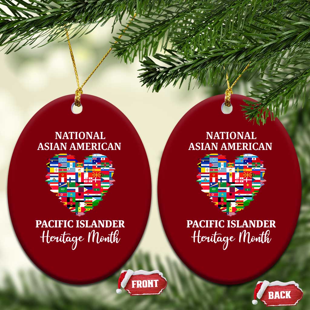 AAPI Heritage Month Ceramic Ornament National Asian American and Pacific Islander Countries Flag Heart TS02 Print Your Wear