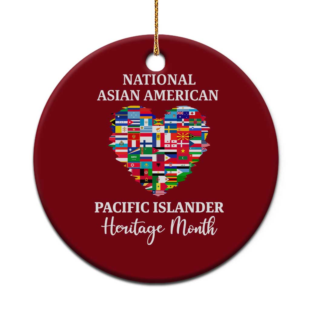 AAPI Heritage Month Ceramic Ornament National Asian American and Pacific Islander Countries Flag Heart TS02 1pc Red Print Your Wear