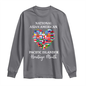 AAPI Heritage Month Long Sleeve Shirt National Asian American and Pacific Islander Countries Flag Heart TS02 Charcoal Print Your Wear