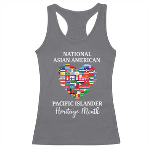 AAPI Heritage Month Racerback Tank Top National Asian American and Pacific Islander Countries Flag Heart TS02 Charcoal Print Your Wear