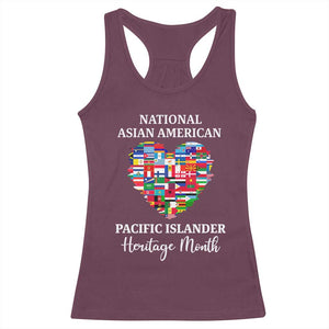 AAPI Heritage Month Racerback Tank Top National Asian American and Pacific Islander Countries Flag Heart TS02 Maroon Print Your Wear