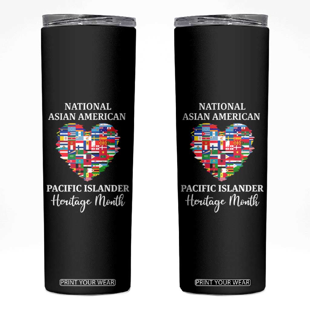 AAPI Heritage Month Skinny Tumbler National Asian American and Pacific Islander Countries Flag Heart TS02 Black Print Your Wear