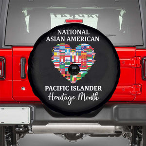 AAPI Heritage Month Spare Tire Cover National Asian American and Pacific Islander Countries Flag Heart TS02 Black Print Your Wear