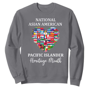 AAPI Heritage Month Sweatshirt National Asian American and Pacific Islander Countries Flag Heart TS02 Charcoal Print Your Wear