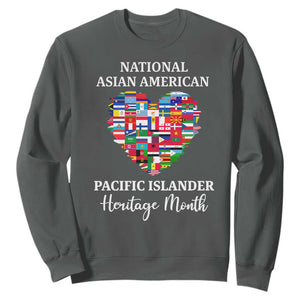 AAPI Heritage Month Sweatshirt National Asian American and Pacific Islander Countries Flag Heart TS02 Dark Heather Print Your Wear