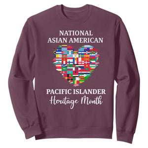 AAPI Heritage Month Sweatshirt National Asian American and Pacific Islander Countries Flag Heart TS02 Maroon Print Your Wear