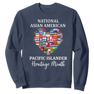 AAPI Heritage Month Sweatshirt National Asian American and Pacific Islander Countries Flag Heart TS02 Navy Print Your Wear