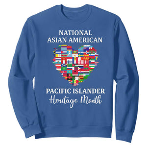 AAPI Heritage Month Sweatshirt National Asian American and Pacific Islander Countries Flag Heart TS02 Royal Blue Print Your Wear