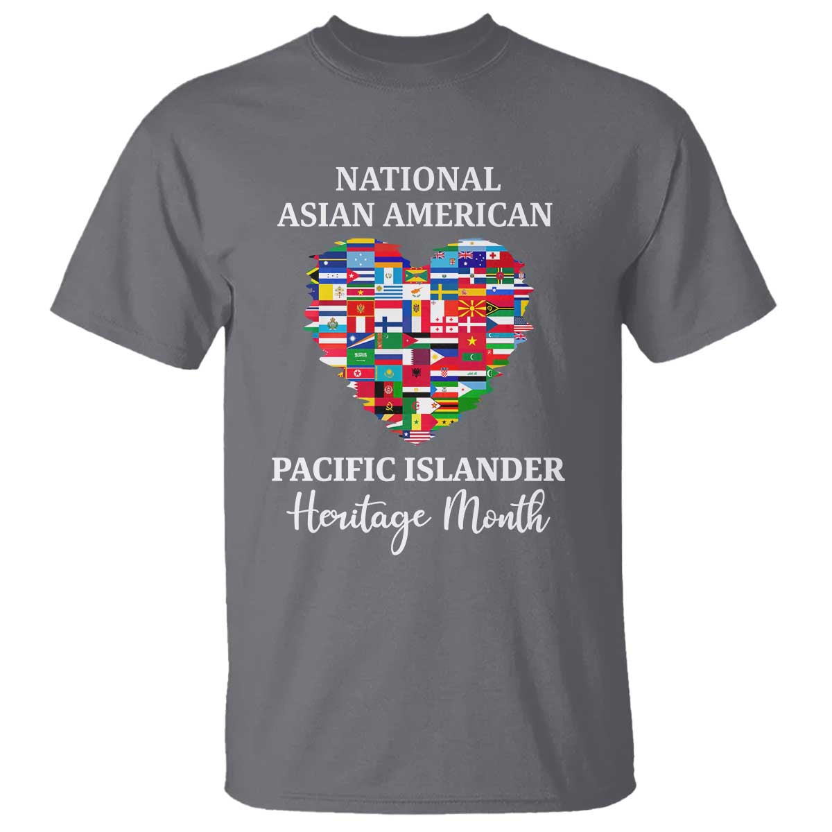 AAPI Heritage Month T Shirt National Asian American and Pacific Islander Countries Flag Heart TS02 Charcoal Print Your Wear