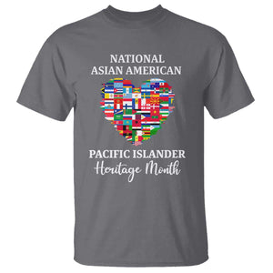 AAPI Heritage Month T Shirt National Asian American and Pacific Islander Countries Flag Heart TS02 Charcoal Print Your Wear