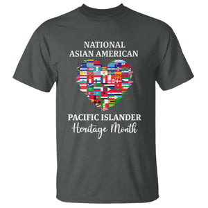 AAPI Heritage Month T Shirt National Asian American and Pacific Islander Countries Flag Heart TS02 Dark Heather Print Your Wear