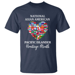 AAPI Heritage Month T Shirt National Asian American and Pacific Islander Countries Flag Heart TS02 Navy Print Your Wear