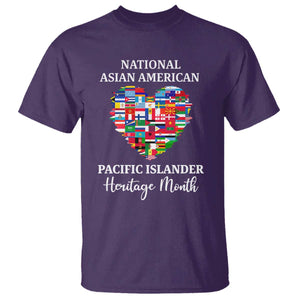 AAPI Heritage Month T Shirt National Asian American and Pacific Islander Countries Flag Heart TS02 Purple Print Your Wear