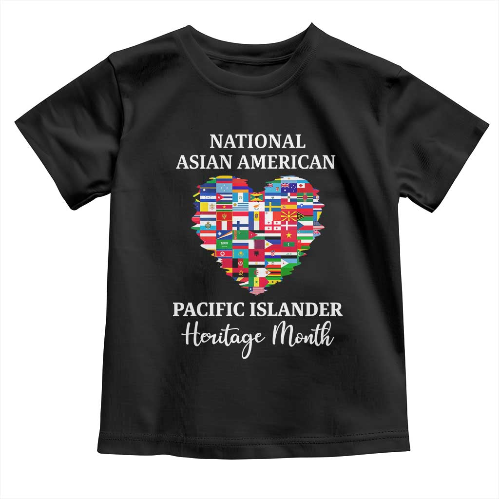 AAPI Heritage Month Toddler T Shirt National Asian American and Pacific Islander Countries Flag Heart TS02 Black Print Your Wear