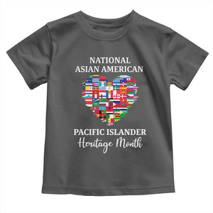 AAPI Heritage Month Toddler T Shirt National Asian American and Pacific Islander Countries Flag Heart TS02 Dark Heather Print Your Wear