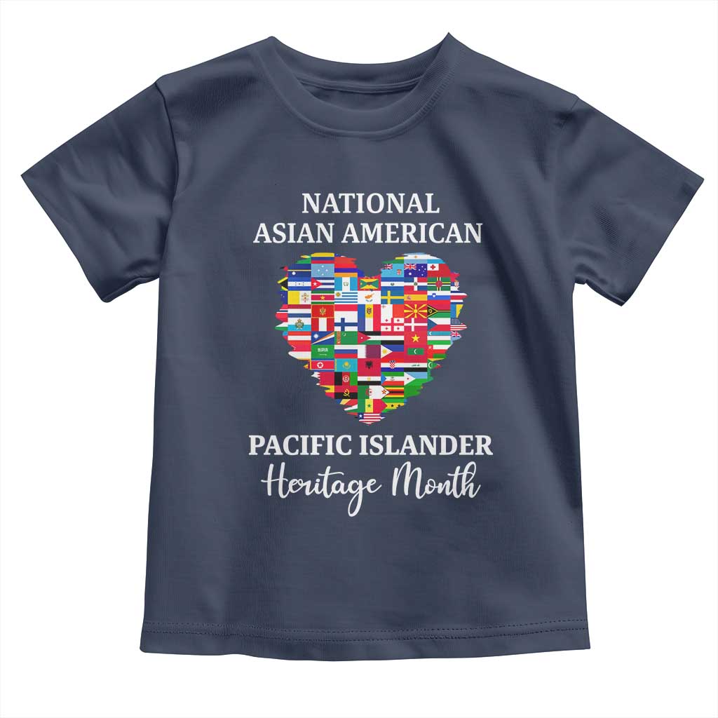 AAPI Heritage Month Toddler T Shirt National Asian American and Pacific Islander Countries Flag Heart TS02 Navy Print Your Wear