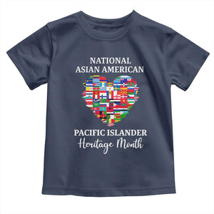 AAPI Heritage Month Toddler T Shirt National Asian American and Pacific Islander Countries Flag Heart TS02 Navy Print Your Wear