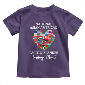 AAPI Heritage Month Toddler T Shirt National Asian American and Pacific Islander Countries Flag Heart TS02 Purple Print Your Wear