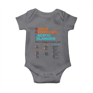 AAPI Heritage Month Baby Onesie Asian American and Pacific Islander Countries Pride TS02 Charcoal Print Your Wear