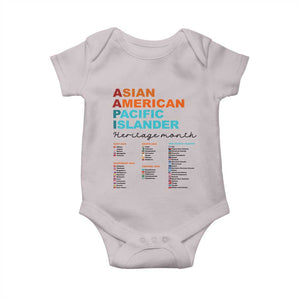 AAPI Heritage Month Baby Onesie Asian American and Pacific Islander Countries Pride TS02 Ice Gray Print Your Wear