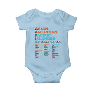 AAPI Heritage Month Baby Onesie Asian American and Pacific Islander Countries Pride TS02 Light Blue Print Your Wear