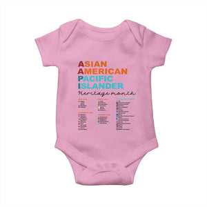 AAPI Heritage Month Baby Onesie Asian American and Pacific Islander Countries Pride TS02 Light Pink Print Your Wear