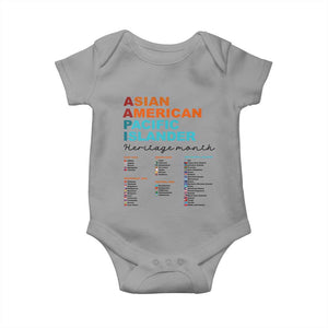 AAPI Heritage Month Baby Onesie Asian American and Pacific Islander Countries Pride TS02 Sport Gray Print Your Wear