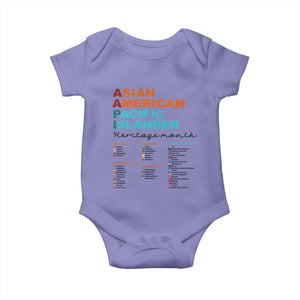 AAPI Heritage Month Baby Onesie Asian American and Pacific Islander Countries Pride TS02 Violet Print Your Wear