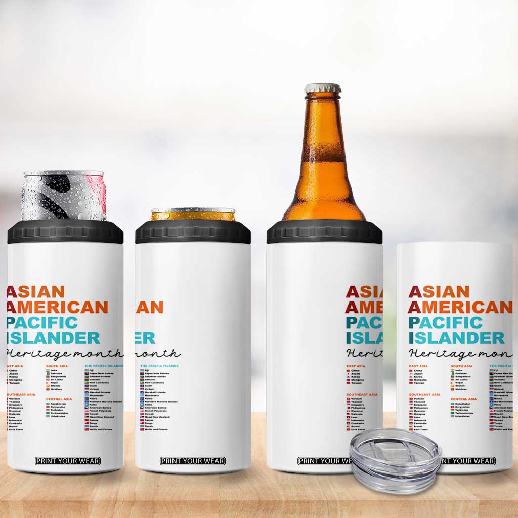 AAPI Heritage Month 4 in 1 Can Cooler Tumbler Asian American and Pacific Islander Countries Pride TS02 Print Your Wear