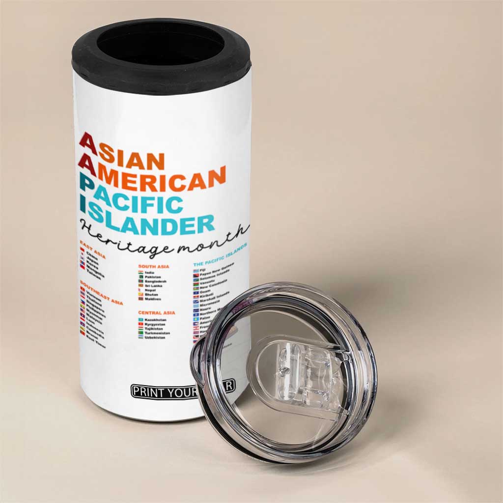 AAPI Heritage Month 4 in 1 Can Cooler Tumbler Asian American and Pacific Islander Countries Pride TS02 Print Your Wear