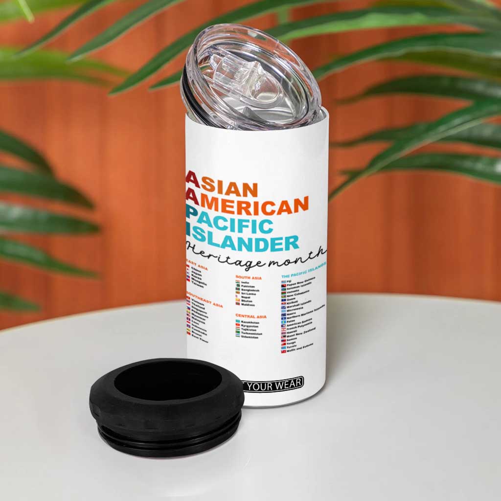 AAPI Heritage Month 4 in 1 Can Cooler Tumbler Asian American and Pacific Islander Countries Pride TS02 Print Your Wear