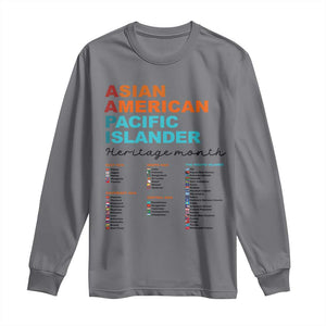 AAPI Heritage Month Long Sleeve Shirt Asian American and Pacific Islander Countries Pride TS02 Charcoal Print Your Wear