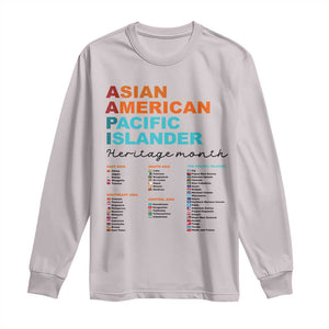 AAPI Heritage Month Long Sleeve Shirt Asian American and Pacific Islander Countries Pride TS02 Ice Gray Print Your Wear