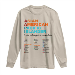 AAPI Heritage Month Long Sleeve Shirt Asian American and Pacific Islander Countries Pride TS02 Sand Print Your Wear