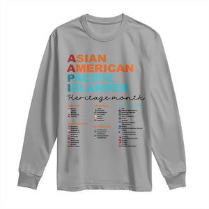 AAPI Heritage Month Long Sleeve Shirt Asian American and Pacific Islander Countries Pride TS02 Sport Gray Print Your Wear